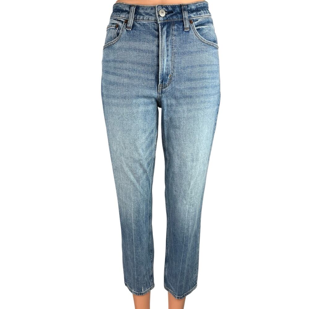 Abercrombie & Fitch Curve Love High Rise Straight Leg Denim Mom Jeans Pants 25